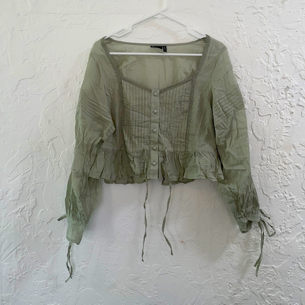 Sage Green Peasant Blouse